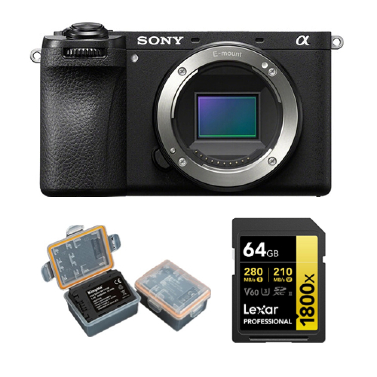 Sony Alpha ILCE6700 (A6700) Caméra+Lexar 64GB Professional 1800x UHS-II SDXC Memory Card + Kingma 2000mAh Battery (Sony NP-FZ100)
