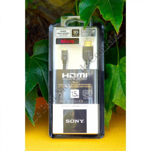 Sony - Câble Sony DLC-HEU15 - Micro HDMI Ethernet 3D 1080P - Adaptateur Micro-HDMI Sony   - Sony