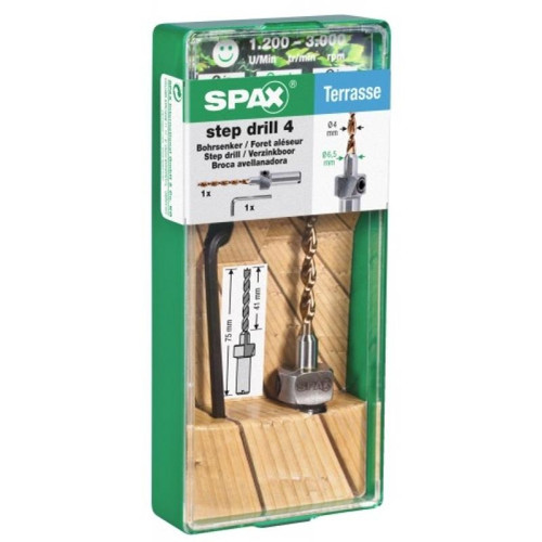 Spax - Foret aléseur pour vis terrasse SPAX coffret avec 1 meche bois ø 4mm et un aléseur ø 6,5mm Spax  - Spax