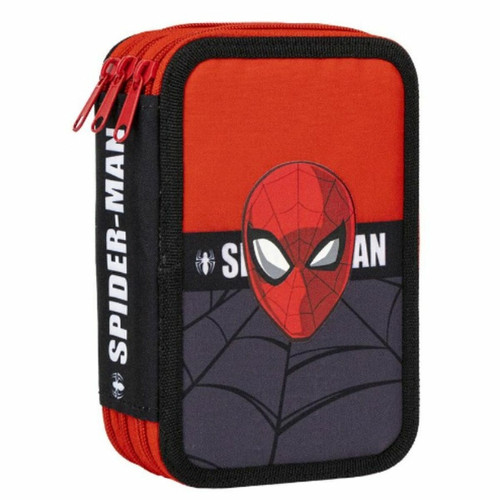 Accessoires Bureau Spiderman Pochette à crayons triple Spiderman Noir 13 x 7,5 x 20 cm