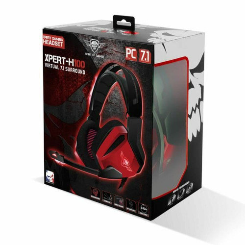Micro-Casque Casque Gamer Gaming 7.1 Virtual Surround + LED Light USB Connecteur Casque XPERT-H100 Red Edition