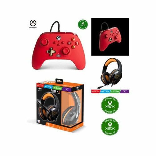 Manette Xbox One Spirit Of Gamer Pack Manette XBOX ONE-S-X-PC ROUGE Officielle + Casque Gamer PRO H3 ORANGE SPIRIT OF GAMER XBOX ONE/S/X/PC