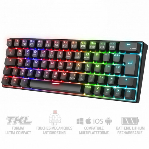 Spirit Of Gamers - Clavier gamer sans fil XPERT-K200 WIRELESS noir, mécanique, RGB,  compact, anti-ghosting Spirit Of Gamers  - Marchand 100maxi