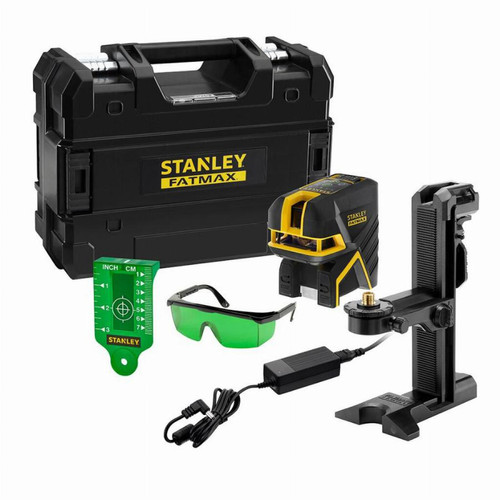 Stanley Niveau laser croix  5 points Stanley SCPG5 vert Fatmax  batterie 2 Ah  chargeur