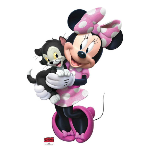 Star Cutouts - Figurine en carton Disney Minnie avec une robe rose à pois blanc et le chaton Figaro qui sourient  89 cm Star Cutouts  - Star Cutouts