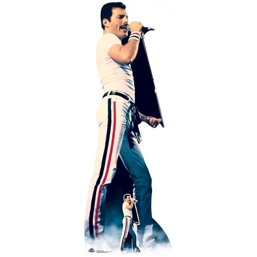 Star Cutouts - Figurine en carton taille reelle Freddie Mercury On Stage Icon 1982 Rayures rouges et bleues 184cm Star Cutouts  - Statues