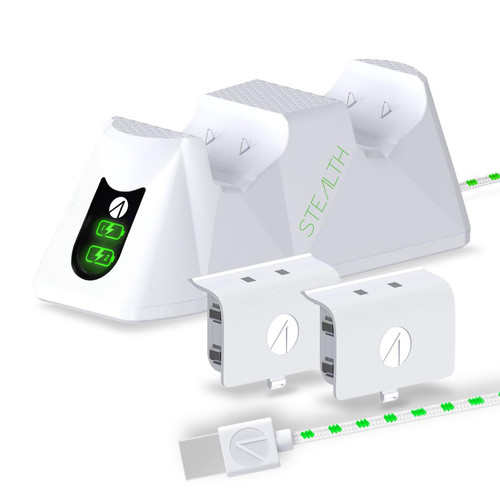 Stealth - Double Station de Charge de batterie USB + 2 batteries -  Manettes Xbox Series S | X - Play & Charge Cable - Blanc - Xbox Series