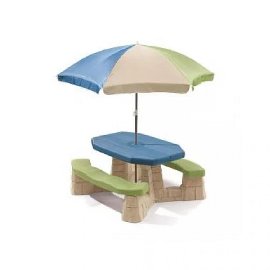 Step 2 Table picnic avec parasol haut socle beige