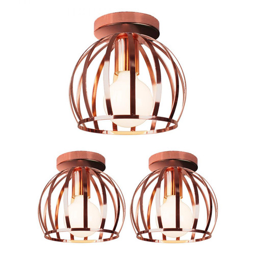 Stoex - 3pcs Vintage Plafonnier Industrielle Design forme Cage 20cm, Lampe de Plafond en Stoex  - Luminaire plafond salon