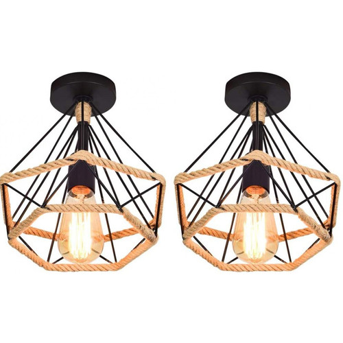 Stoex - Lot de 2 Lampe de Plafond rétro Vintage Plafonnier Industrielle Cage en forme Di Stoex  - Suspension luminaire en fer