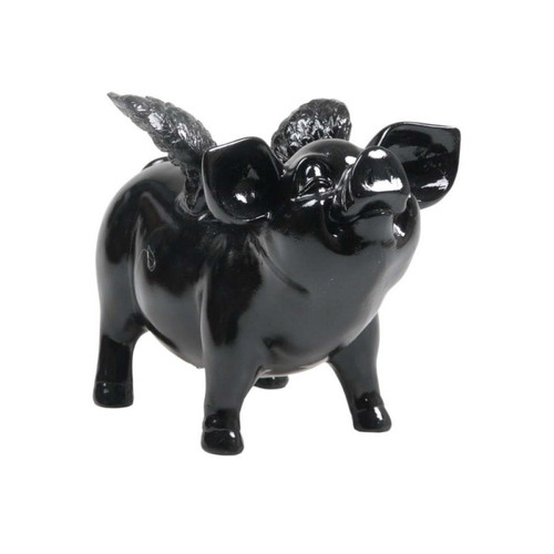Stoobz - Tirelire cochon avec ailes en résine 14 x 25 x 15 cm noir. Stoobz  - Décoration
