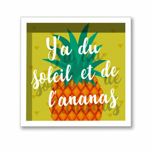 Sudtrading - Cadre imprimé ananas Double - 30 x 30 cm - Soleil et Ananas Sudtrading  - Sudtrading