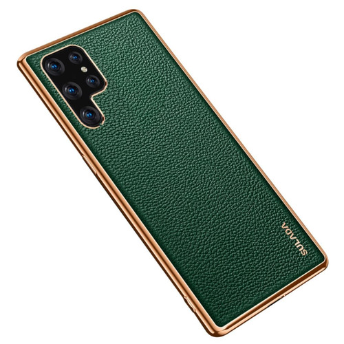 Sulada - Coque en TPU + PU SULADA texture litchi, galvanoplastie, anti-rayures vert pour votre Samsung Galaxy S22 Ultra 5G Sulada  - Coque, étui smartphone