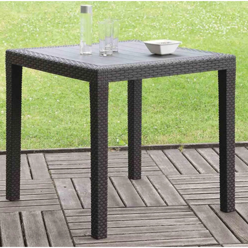 Tables de jardin Table de jardin carré en plastique effet rotin - Gris anthracite - l 79 x l 79 x h 72 cm+Sunnydays