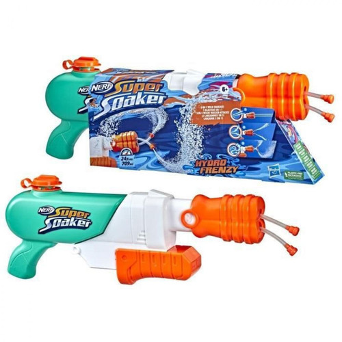 Supersoaker - NERF SUPER SOAKER - Blaster a eau Hydro Frenzy - 3 manieres d'arroser, embout ajustable, 2 tubes lanceurs d'eau Supersoaker  - Nerf super soaker
