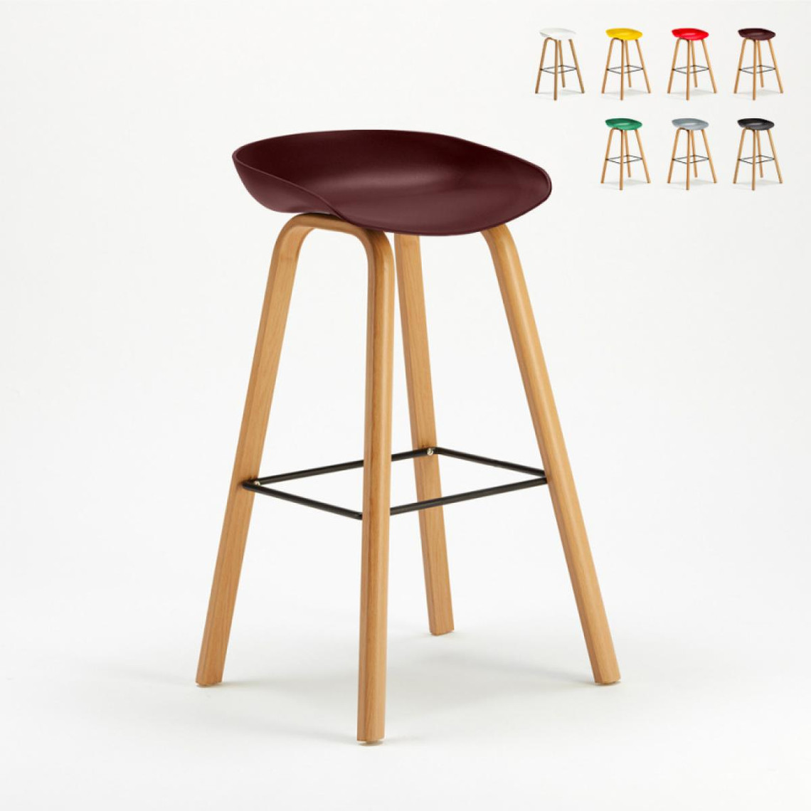 Superstool Tabouret chaise haut pour café et cuisine effet bois Towerwood, Couleur: Marron