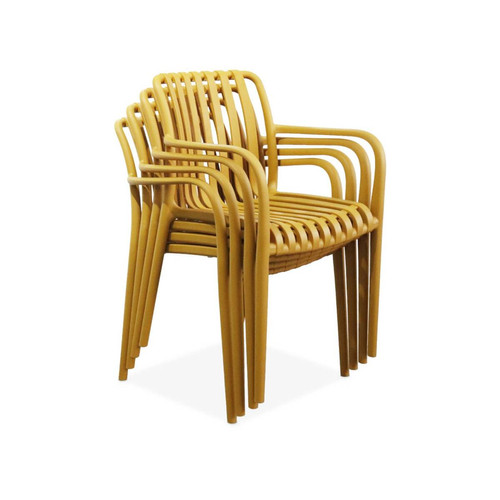 Ensembles canapés et fauteuils Lot de 4 fauteuils de jardin en plastique moutarde I sweeek