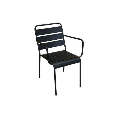 sweeek Lot de 2 fauteuils en métal empilables coloris noir l sweeek
