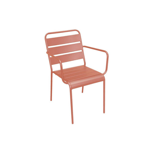 sweeek Lot de 2 fauteuils en métal empilables rose saumon l sweeek