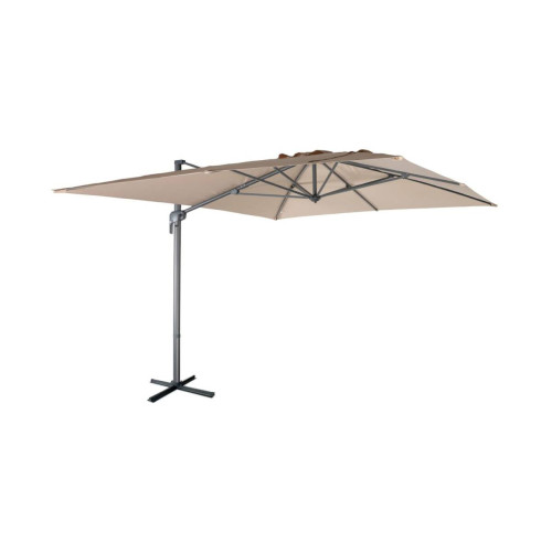 sweeek - Parasol déporté rectangulaire 3x4m – Antibes – beige – parasol déporté, inclinable, rabattable et rotatif à 360° | sweeek sweeek - Parasol rectangulaire 3x4m