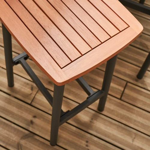 Ensembles tables et chaises Set table de bar+ 2 tabourets eucalyptus anthracite l sweeek