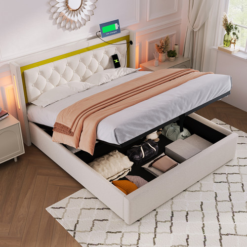Sweiko Lit adulte 140x200 cm Lit moderne en métal cadre de lit avec tête de lit, lit d'amis, lit de jeunes pour chambre à coucher doré