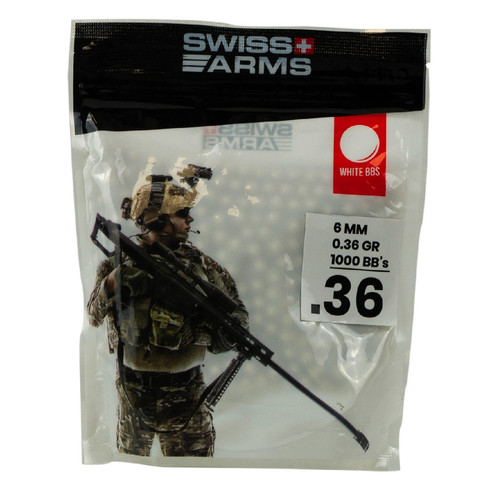 Swiss Arms - Sac 1000 Billes 0.36 g 6 mm Blanches Swiss Arms - KA-BB-18-WH Swiss Arms - Jeux d'adresse