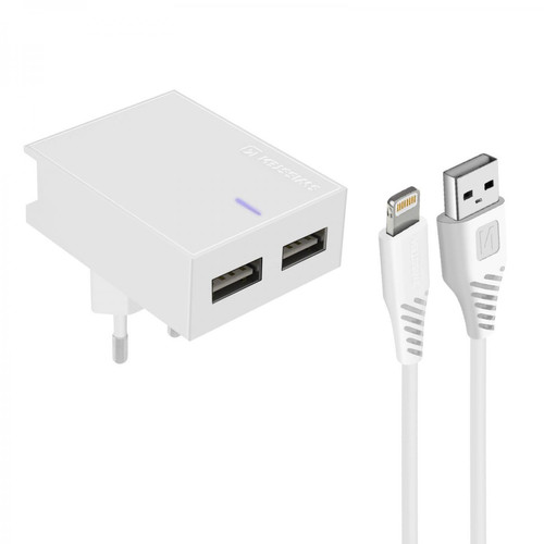 Swissten - Chargeur Secteur Double USB 3A Smart IC Câble iPhone / iPad Swissten Slim Blanc Swissten  - Adaptateur Secteur Universel