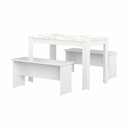 Symbiosis Table et bancs NICE - blanc et marbre - SYMBIOSIS