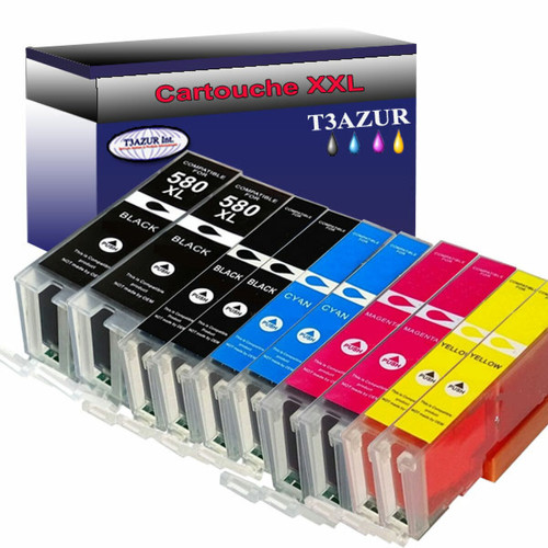 T3Azur - 10x Canon PGI580XL -Compatible T3Azur  - Cartouche, Toner et Papier