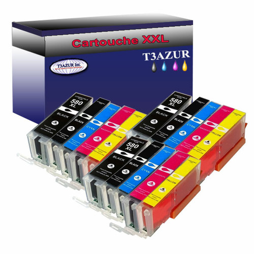 T3Azur - 15x Canon PGI580XL -Compatible T3Azur  - Cartouche, Toner et Papier