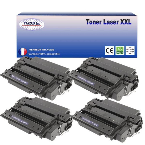 T3Azur - 4 Toners compatibles avec HP LaserJet P3005, P3005D, P3005DN T3Azur  - Cartouche, Toner et Papier