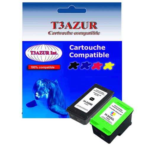 T3Azur - Lot de 2 Cartouches compatibles pour imprimante HP DeskJet 6543, 6545, 6548- T3AZUR T3Azur  - Imprimante hp deskjet