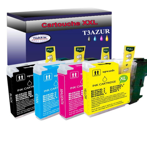 T3Azur - Lot de 4 Cartouches compatibles Brother MFC-5490CN,MFC-5890CN,MFC-5895CW, LC1100XL T3Azur  - Cartouche, Toner et Papier