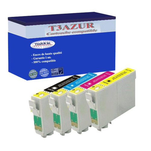 T3Azur - Lot de 4 cartouches d'encre compatibles Epson Stylus SX400, SX405 - T3AZUR T3Azur  - Cartouche, Toner et Papier