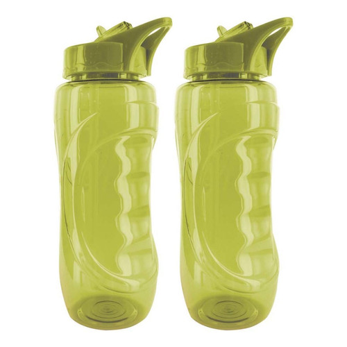 Take Away - Gourde de sport bouchon avec paille 900 ml (Lot de 2) Vert. - Boîte de rangement Bleu vert ou rose