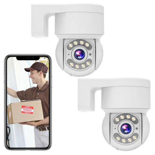 Caméra de surveillance connectée TALLPOWER TALLPOWER C48 Caméra WiFi extérieure, HD 2K 4MP, vision nocturne, inclinaison panoramique à 360° - 2 pièce
