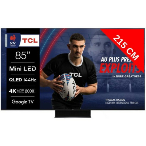 TCL - TV Mini LED 4K 215 cm 85MQLED87 144Hz Google TV QLED Mini LED TCL  - TV 66'' et plus Smart tv