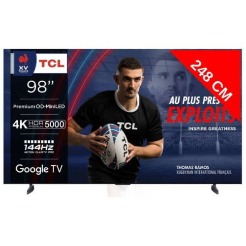 TCL - TV QLED 4K 248 cm 98XMQLED98 144Hz Google TV TCL  - TV 66'' et plus Smart tv