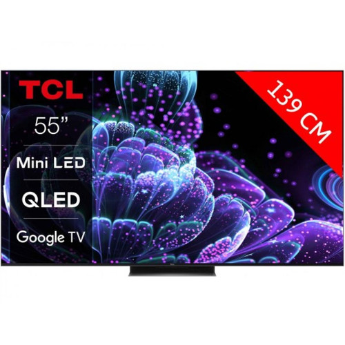 TCL - TV QLED 4K 139 cm TV 4K Mini LED QLED 55C831 144Hz Google TV - TV 50'' à 55''
