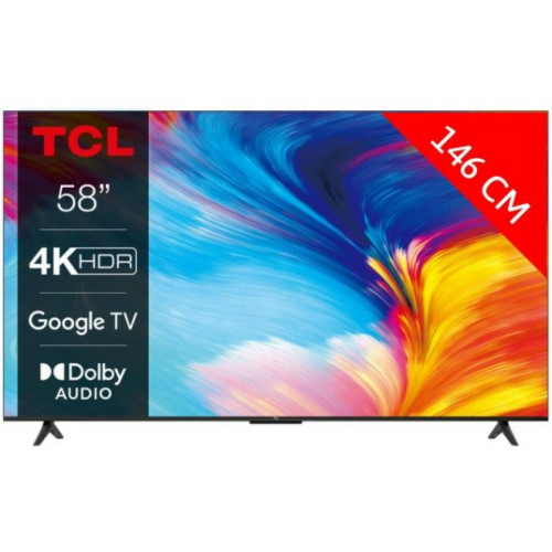 TCL -TV LED 4K 146 cm TV 4K LED 58P631 Google TV TCL  - TV 56'' à 65'' Plat