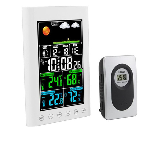 Tech Discount - Écran couleur écran météo horloge météo sans fil horloge de température et d'humidité intérieure et extérieure réveil électronique Tech Discount  - Reveil electronique