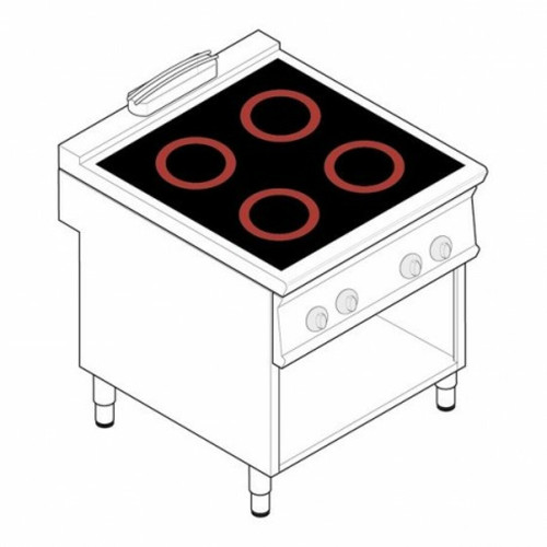 TECNOINOX - Piano de cuisson électrique - 4 plaques vitrocéramiques 3,4 kW - gamme 900 - Tecnoinox TECNOINOX  - Piano de cuisson Cuisson