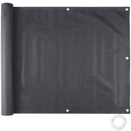 Tectake - Brise vue PVC pour balcon avec oeillets en métal renforcé, version 1 - noir - 75 cm - Claustras