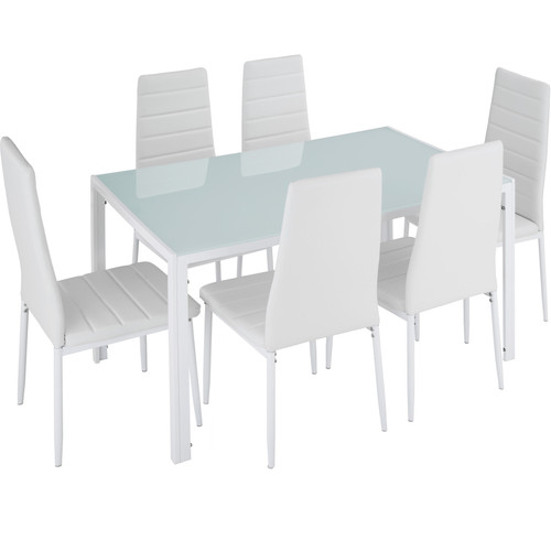 Tectake - Ensemble table + 6 chaises - blanc - Marchand Made4home