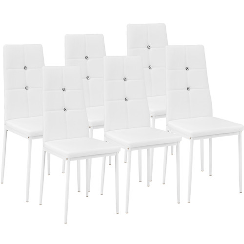 Tectake - Lot de 6 chaises avec strass - blanc - Marchand Made4home