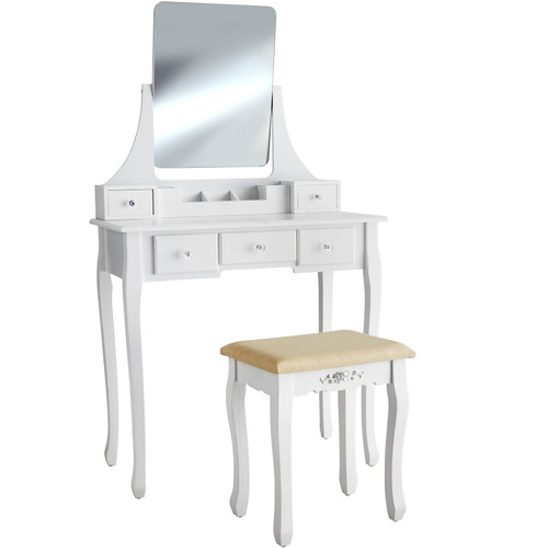 Tectake - Coiffeuse CLAIRE avec miroir 5 tiroirs - Marchand Made4home