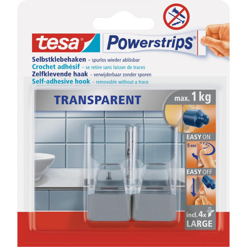 Tesa - tesa Powerstrips Crochet adhésif LARGE, transparent / chrome () Tesa  - ASD