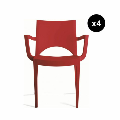 3S. x Home - Lot De 4 Chaises  Design Rouge PALERMO 3S. x Home  - Lot chaise polycarbonate