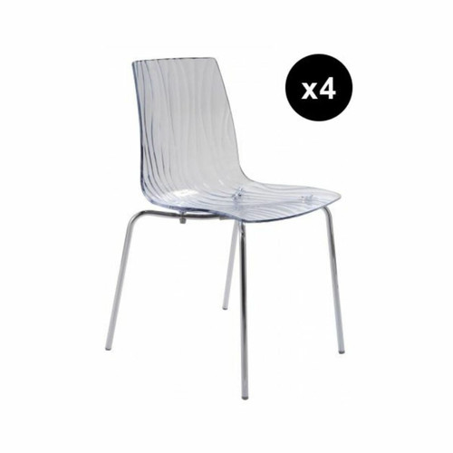 3S. x Home - Lot De 4 Chaises Transparente Grise Olympie 3S. x Home  - Lot chaise polycarbonate